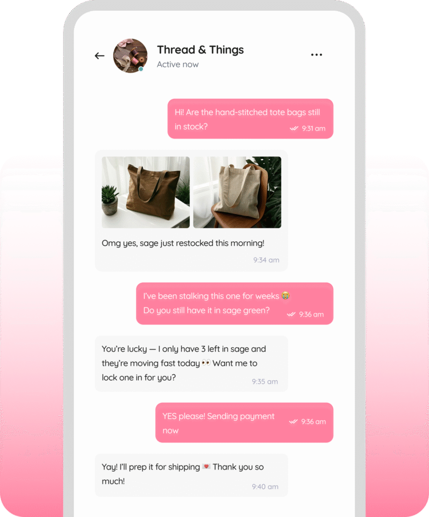 Shop Society chat screen